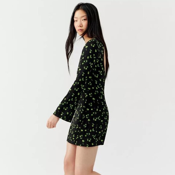 NWT Urban Outfitters Sammie Cherry Print Open Back Mini Dress - Picture 3 of 8